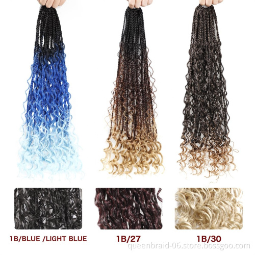 Goddess Bohemian Box braids hair Synthetic Crochet Braid 18inch Boho Braided Hair Extension